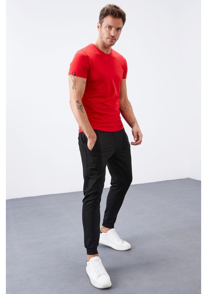 Siyah Fermuar Cepli Dar Kalıp Jogger Erkek Eşofman Alt - 84343 fırsatları