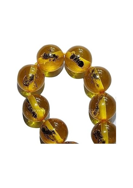 Toz Kehribar Tesbih – Karınca Fosilli, Küre Kesim, El Yapımı, Midyat Gümüş Püsküllü, Erkek Aksesuar