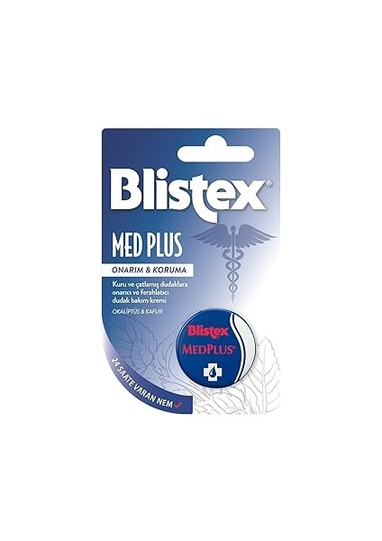 Blistex Medplus Kavanoz Kuru ve Çatlamış Dudaklara Onarıcı ve Ferahlatıcı Dudak Bakım Kremi X2