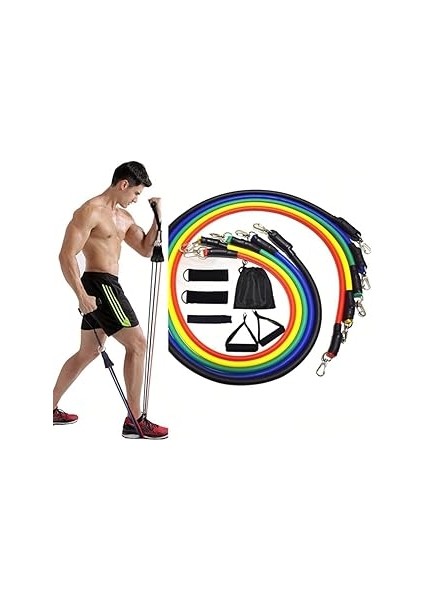 Slipt Direnç Lastiği Seti 11 Parça – Fitness, Pilates, Evde Spor ve Vücut Geliştirme Egzersiz Seti