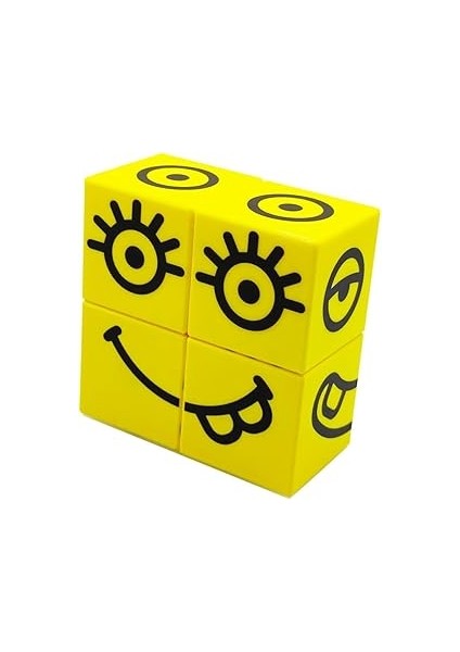 Küpss Manyetik Puzzle Suratlar - 4 Mıknatıslı Küp - Emojiler - Duygular