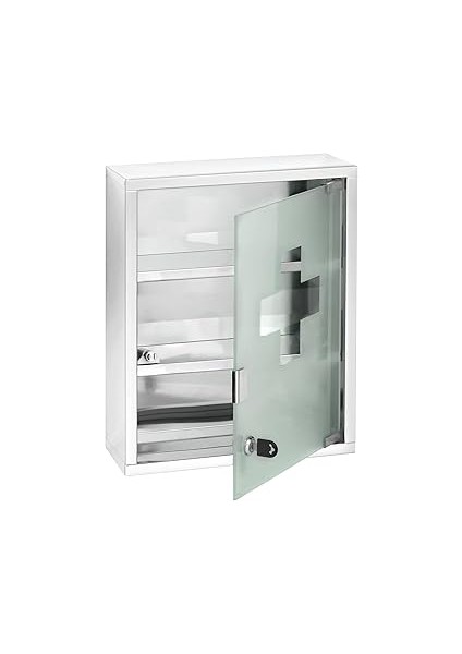 Wenko Ecza Dolabı, Kilitlenebilir, Paslanmaz Çelik, 30 x 40 x 12 Cm, Parlak