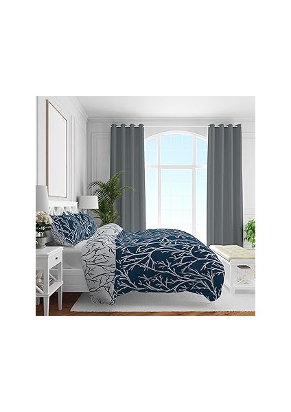 Brielle Queen Size Saten Nevresim Seti Lacivert