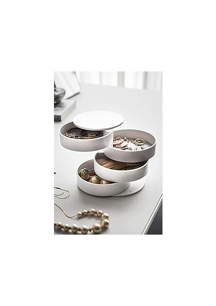 Mithra Life 4 Katlı Döner Beyaz Takı Organizeri Düzenleyici Kutusu MIT1149