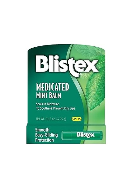 Blistex Medicated Mint Lip Balm, 0.15 Ounce (Pack Of 24) – Prevent Dryness & Chapping, Spf 15 Sun P