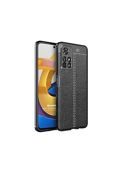 Microsonic M4 Için Kılıf Deri Dokulu Silikon Siyah [poco M4 ile Uyumlu Kılıf -
