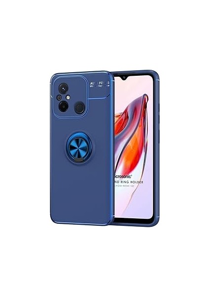 Microsonic 12C Için Kılıf Kickstand Ring Holder Lacivert [redmi 12C ile Uyumlu Kılıf -