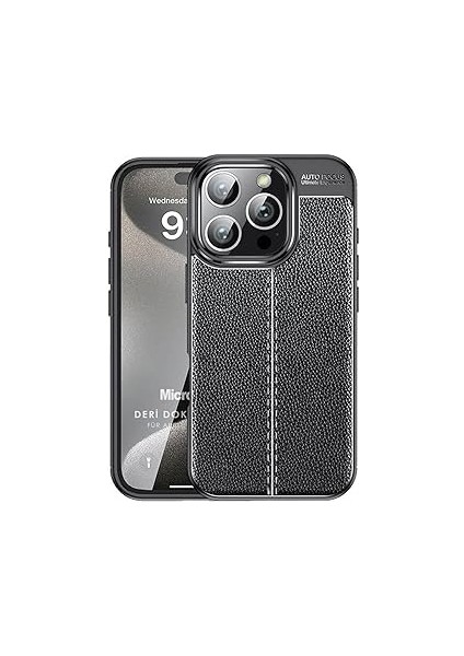 Microsonic 16 Kılıf Deri Dokulu Silikon Siyah [ıphone 16 ile Uyumlu Kı