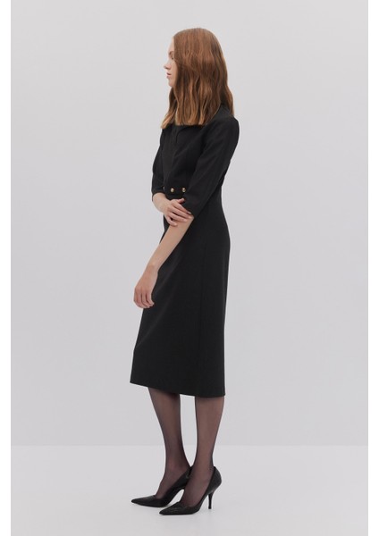 Çizgili Düğme Detaylı Elbise modelleri