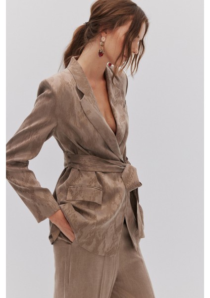 Yılan Desenli Lyocell Ceket Pantolon Takım fiyatları