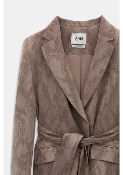 Yılan Desenli Lyocell Ceket Pantolon Takım fırsatları