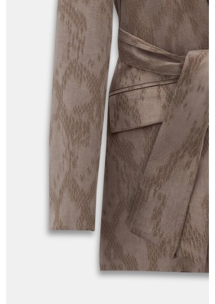 Yılan Desenli Lyocell Ceket Pantolon Takım indirimleri