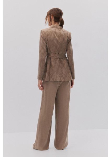 Yılan Desenli Lyocell Ceket Pantolon Takım