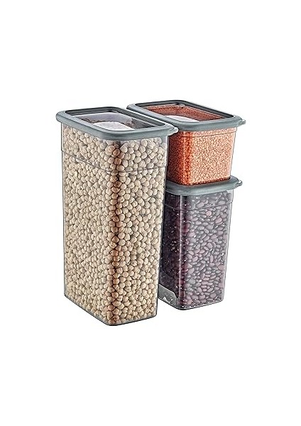 Smartware 2'li Set Skali Dikdörtgen Saklama Kabı Antrasit (2'şer Adet 1210 Ml, 2350 Ml, 3500 Ml)