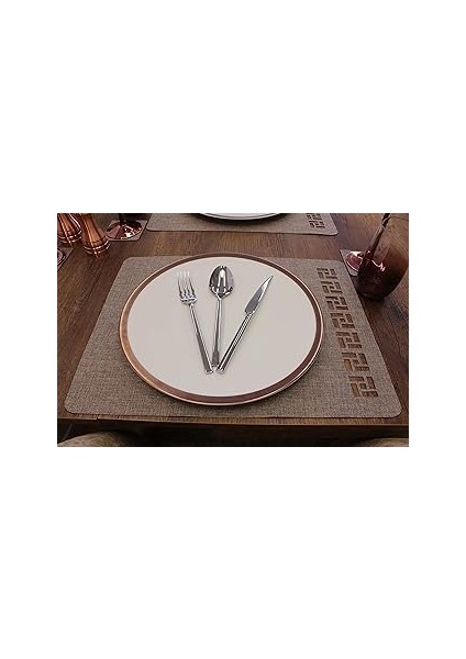 Bej Tangram Int Lazer Kesim Amerikan Servis 2 Adet 35X45 cm