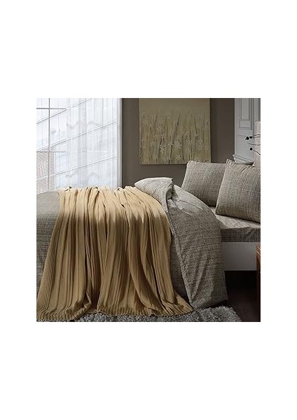 Taç Ranforce Waffle Nevresim Takımı Hardal Çift Kişilik