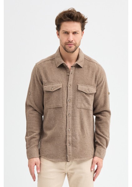 ODUNCU DÜZ ÇİFT CEP KAPAKLI U.K. GÖMLEK