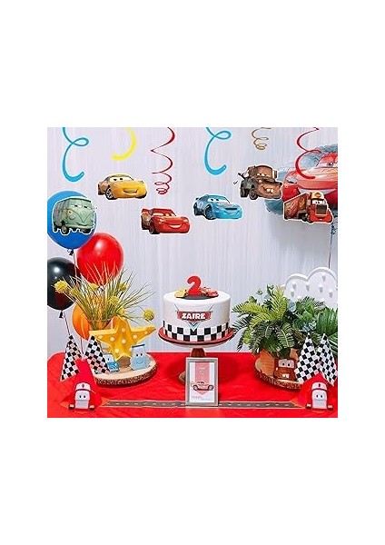 Cars Tavan Süsü, 3D Lüks Parti Dekorasyonu, Arabalar Temalı Doğum Günü Dekor Seti