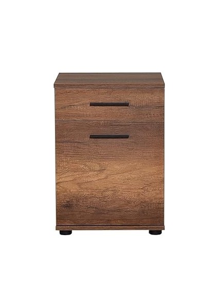 Adore Mobilya Doğal Ahşap Dokulu, Tek Çekmeceli, Kapaklı, Hareketli Raflı, Metal Kulplu,