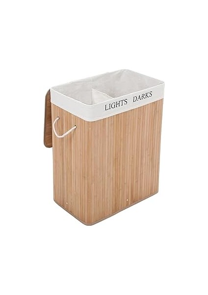 Orret Doğal Bambu Katlanabilir Kirli Çamaşır Sepeti, Yıkanabilir Çıkarılabilir Astar Torbalı,