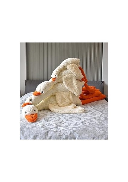 Özgüner Oyuncak Pelüş Kaz,kaz ,kaz Yastık,hamile Yastığı, Beyaz Kuğu Doldurulmuş Hayvan, Komik Örde