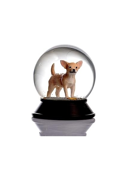 Snoowg Cam ve Reçine Altın Patiler Köpek Chihuahua (Kayısı) Kar Küresi Hediye