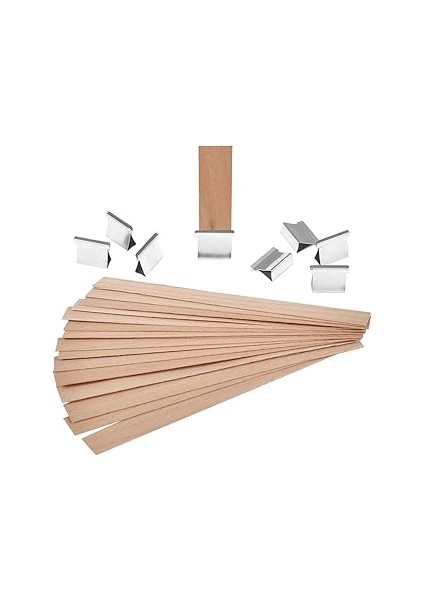 X-Perk Ahşap Mum Fitili 15'li Set ve 15 Adet Fitil Sehbası