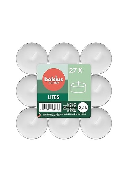 Bolsius Tealight, Yumuşak Ateşli, Dumansız, Paketli, Yanma Süresi 3,5 Saat, Dekoratif Ev Mumları, B