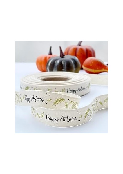 Bimotif Pamuk Şerit, Happy Autumn, 1.5 cm 5 Metre