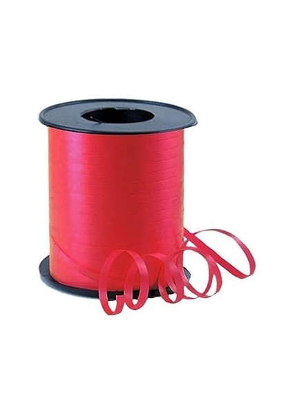 200 Metre Kırmızı Renkli Düz Şerit Rafya 8 mm Balon Ipi Plastik Balon Süsleme Kurdelesi