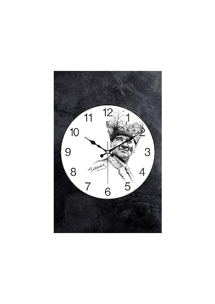 Emores Atatürk Duvar Saati Akar Saniye Sessiz Mekanizma 36 cm