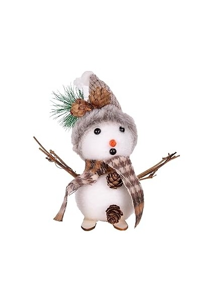 Herdekora Yılbaşı Süsü Kardan Adam Kayak Yapan Kahverengi-Beyaz 17X4X17 Cm.