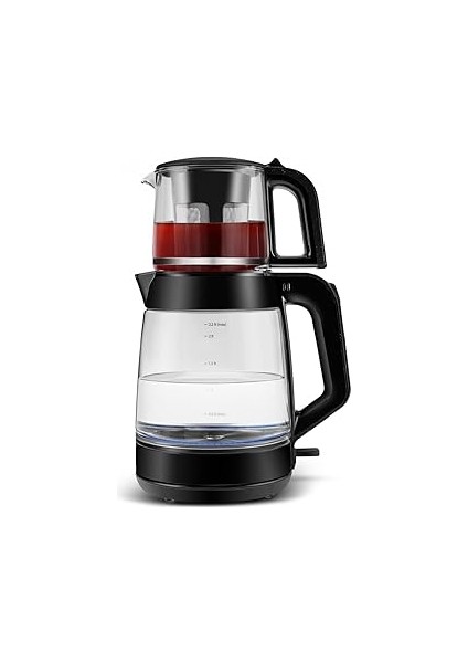 Glass Tea Xl 2 In 1 Cam Çay Makinesi Shiny Black