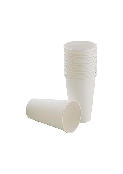 Cuptoyou 50 Adet Parti Bardağı, Beyaz Tek Kullanımlık Karton Bardak 16 Oz, Büyük Kağıt Bardak 400 M