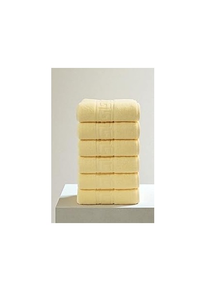 6'lı Sarı Greek El Havlusu - 50X90 Cm, 225 GR,%100 Pamuk, Spa ve Otel Havlusu, Günlük Kullanıma Uyg