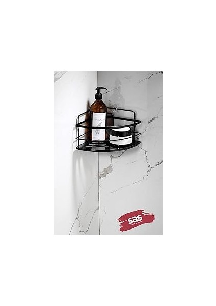 Sas Haus Yapışkanlı Ömür Boyu Paslanmaz Kristal Ayarlanabilir Raf Banyo Düzenleyici Şampuanlık Lk-0