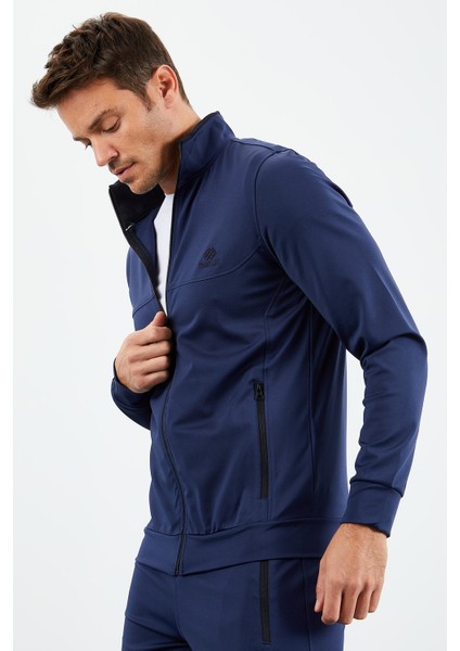 İndigo Dik Yaka Fermuarlı Standart Kalıp Manşetli Erkek Eşofman Takım - 85160 modelleri