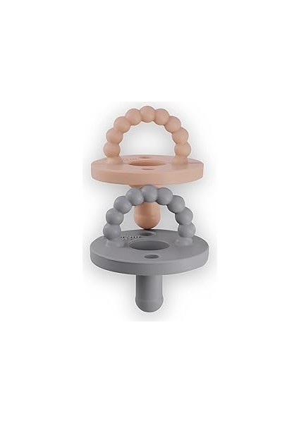 Fufizu Airmom Emzik - Hem Emzik Hem Diş Kaşıyıcı 2'li Silikon Emzik - Yenidoğan ve 0-6 Ay Koyu Gri