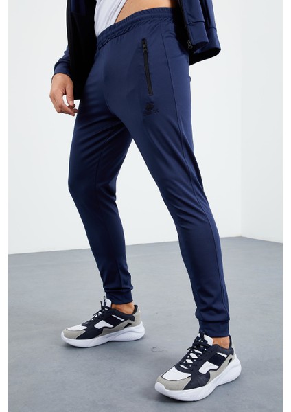 İndigo Dik Yaka Fermuarlı Standart Kalıp Manşetli Erkek Eşofman Takım - 85160 indirimleri