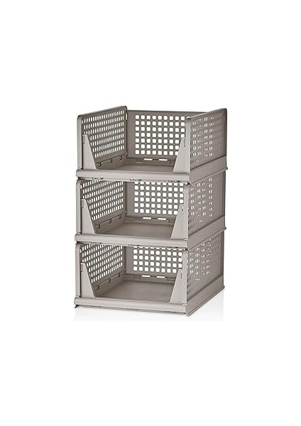 Mithra Life 3 Katlı Kayar Raf Organizer Dolap Içi Kıyafet Aksesuar Düzenleyici Bej 45X35 cm MIT1259