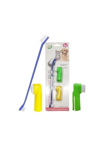 Orret Evcil Hayvan Diş Fırçası Seti, Iki Adet Parmağa Geçmeli Diş Fırçası Dahil, Etkili Ağız B