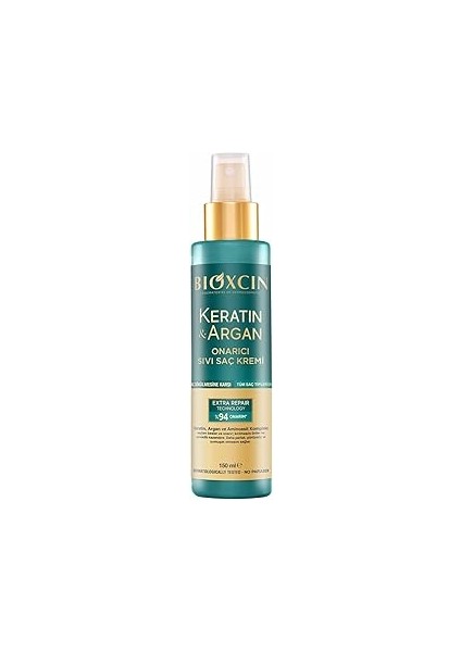 Bioxcin Keratin & Argan Onarıcı Sıvı Saç Bakım Kremi 150 ml Yıpranmış ve Hasar Görmüş Saçlar