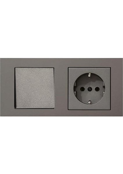 Ovivo Grano Antrasit 2'li Set Anahtar ve Topraklı Priz Set
