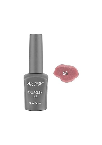 Alix Avien Işıltılı Nude Pembe Kalıcı Oje 64-Yoğun Renk Veren Oje 12 Ml-Nail Uv Gel Polish 64