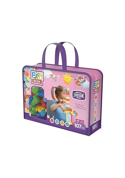 Playblox Pastel Yapı Blokları Seti, 107 Parça Pastel Renkli Büyük Bloklar, Yaratıcı Inşa Oyuncaklar