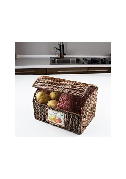 Kosova Wicker Serisi Hasır Örme Iki Bölmeli Patates/soğan Sepeti