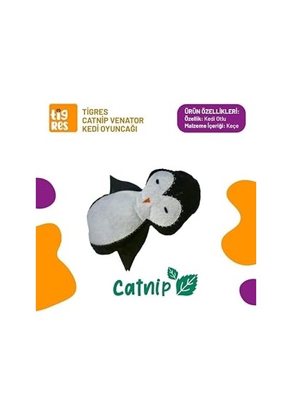 Tigres Venator Catnipli Penguen Şeklinde Kedi Oyuncağı