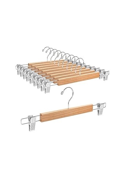 Orret 5 Adet Mandallı Ahşap Etek ve Pantolon Askısı,şort,çamaşır,kıyafet Askısı,mandallı Ahşap