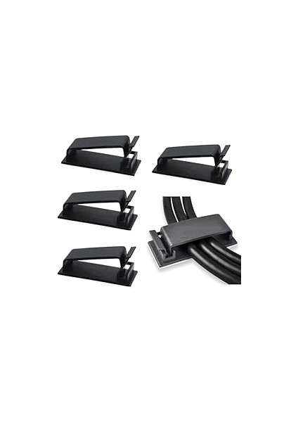 4'lü Yapışkanlı Kablo Düzenleyici Klips Seti - Pratik ve Dayanıklı Kablo Tutucu Masaüstü ve Ev Ofis