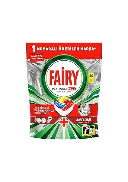 Bulaşık Makinesi Deterjanı Kapsülü/tableti 40 Yıkama Limon Kokulu